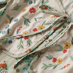 森甘いドレス優しい風日本の綿とリネンスクエアネック花柄のスカートリネンロングスカート 3枚目の画像
