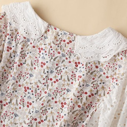 センレトロなコットンとリネン花柄のスカート日本の中空刺繍のかわいいカラーリネン半袖ドレス夏 6枚目の画像