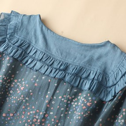 森ガールレトロ優しいスタイルのリネン小さな花柄のドレス日本の甘い綿とリネンのロングスカート夏 6枚目の画像
