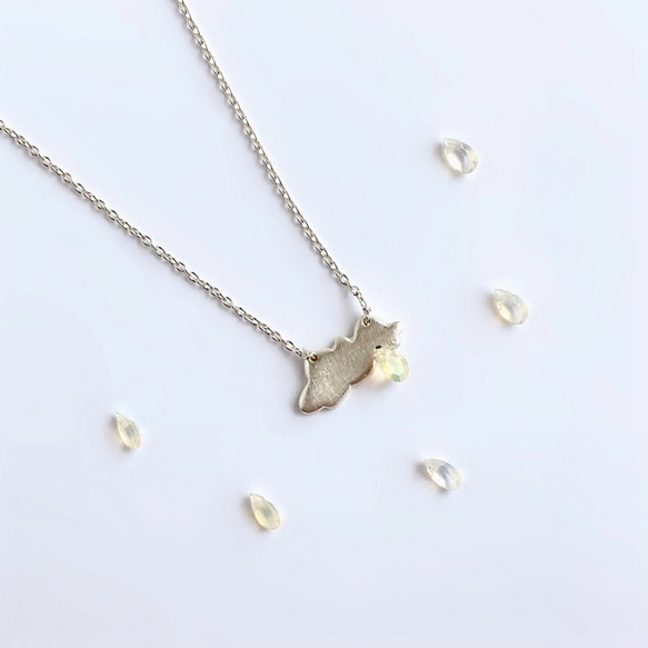 虹入り】2)宝石質AAAオパールのシンプルネックレス｜虹入り】2)宝石質