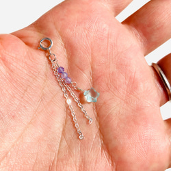 まるでピアス☆青い流れ星のマスクチャーム◇シーブルーカルセドニー・タンザナイト・シルバー９２５◇マスクアクセサリー 8枚目の画像