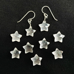 ローズクォーツのお星様ピアス◇silver925・宝石質AAA◇10月誕生石　ピンク　さくら色　スターカット 5枚目の画像