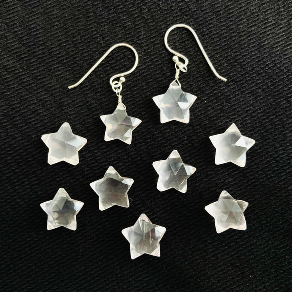ローズクォーツのお星様ピアス◇silver925・宝石質AAA◇10月誕生石　ピンク　さくら色　スターカット 5枚目の画像