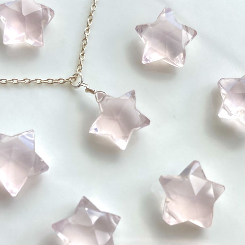 ローズクォーツのお星様ネックレス◇silver925・宝石質AAA◇10月誕生石