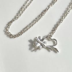 ハートリーフコスモスのネックレス◇純銀・シルバー925◇秋桜　お花　葉っぱ　ペンダント　フラワー シンプル 5枚目の画像