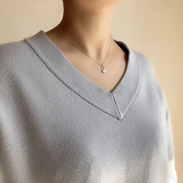 ハートリーフコスモスのネックレス◇純銀・シルバー925◇秋桜　お花　葉っぱ　ペンダント　フラワー シンプル 9枚目の画像