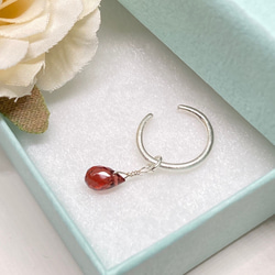 ドロップガーネットの2wayイヤーカフ◇純銀 シルバー925 宝石質AAA◇片耳用 シンプル イヤカフ ピュアシルバー 7枚目の画像