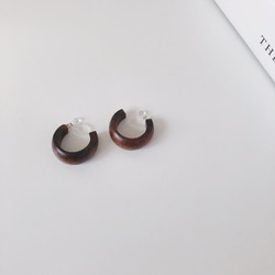 wood mini hoop earring 4枚目の画像