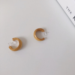 wood mini hoop earring 5枚目の画像