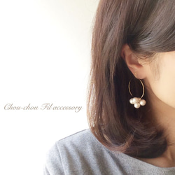 grape cotton pearl hoop earring 3枚目の画像