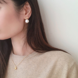 bar&swing pearl earring(ゴールドのみ) 3枚目の画像