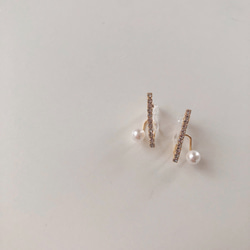 水晶棒+珍珠耳環 第2張的照片