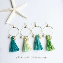 lucky star&tassel hoop earring 第1張的照片