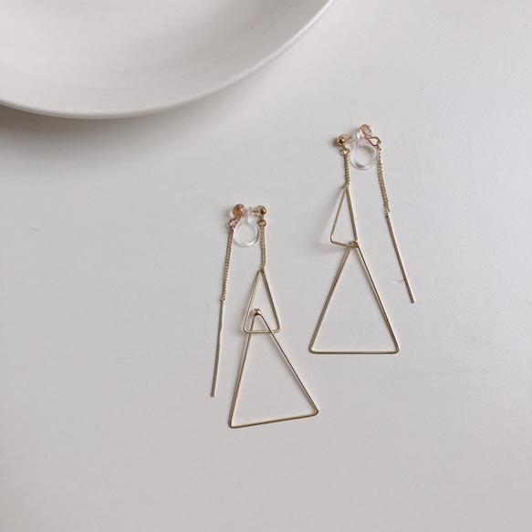 w triangle chain earring 4枚目の画像