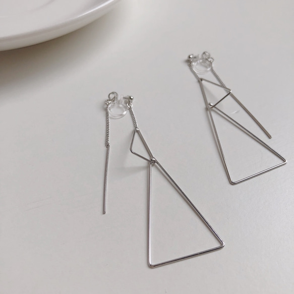 w triangle chain earring 5枚目の画像