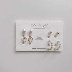 earring 4set(pearl） 1枚目の画像