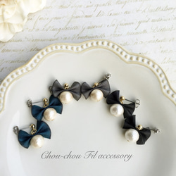 silk ribbon&cotton pearl mini pierce 1枚目の画像