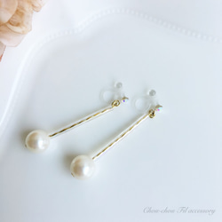 clear pipe&pearl earring 第2張的照片