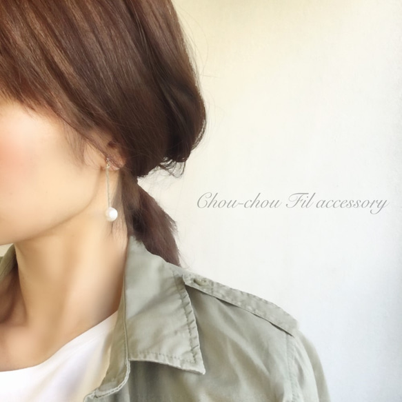 clear pipe&pearl earring 第3張的照片