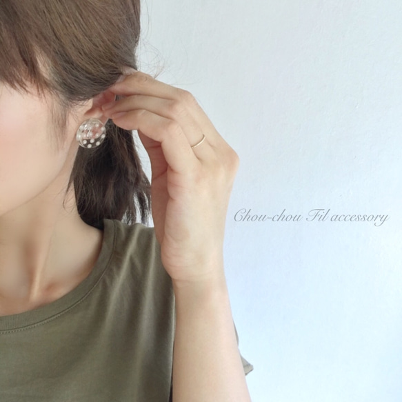 clear dot pearl earring 5枚目の画像