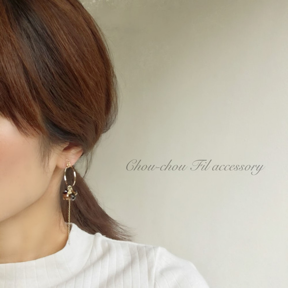 beads chain hoop earring 第3張的照片