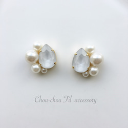 pearl&drop bijou earring（グレー） 3枚目の画像