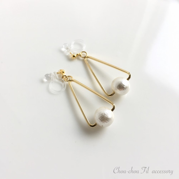 pearl&triangle hoop earring 2枚目の画像