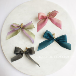 silk ribbon catch earring(asymmetry） 第2張的照片