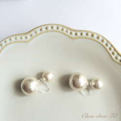 W cotton pearl earring(8.12) 2枚目の画像
