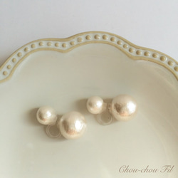 W cotton pearl earring(8.12) 3枚目の画像