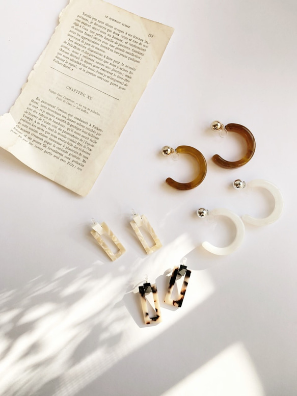 marble square hoop earring 10枚目の画像