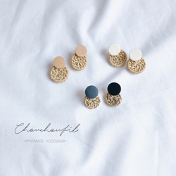 wood×rattan mini earring(欠品カラーあり) 1枚目の画像