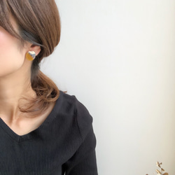 half marble earring（ブラウン） 3枚目の画像