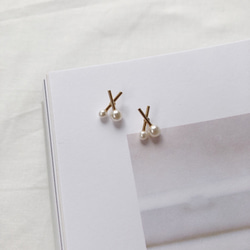 cross pearl mini earring 6枚目の画像