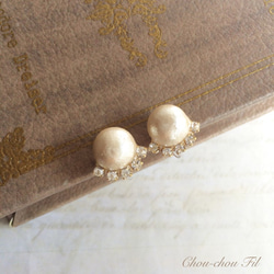crystal swaro&pearl earring 1枚目の画像
