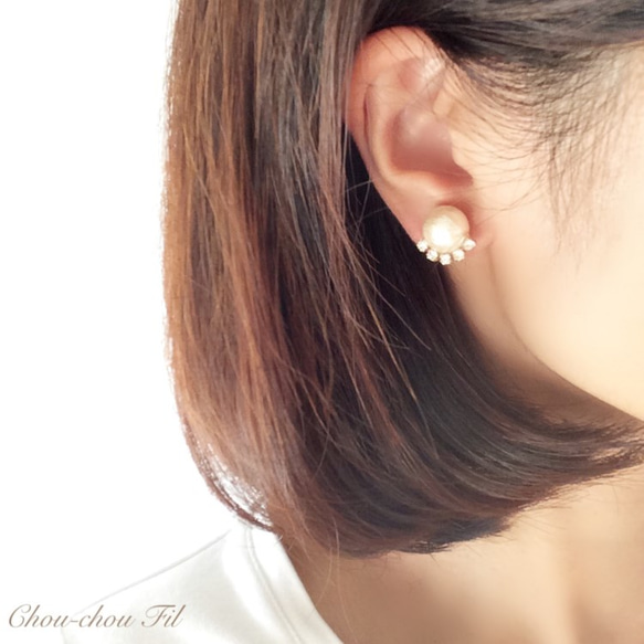 crystal swaro&pearl earring 3枚目の画像