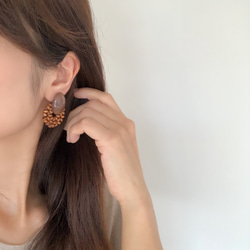 wood circle beads earring 7枚目の画像