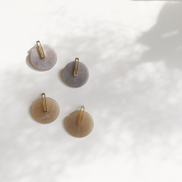 stick&marble stone earring(ベージュのみ) 2枚目の画像