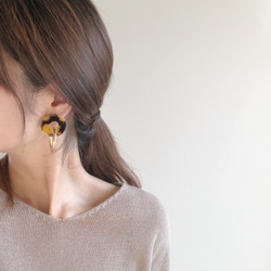 べっ甲W circle hoop earring 4枚目の画像