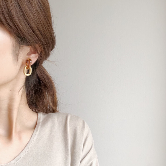 marble gold ring earring 5枚目の画像