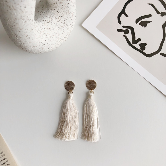 long tassel earring(ブラウン完売) 2枚目の画像