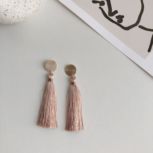 long tassel earring(ブラウン完売) 3枚目の画像