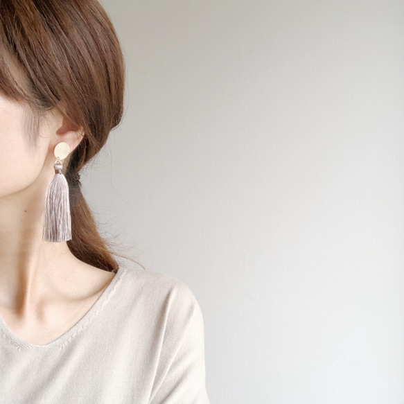 long tassel earring(ブラウン完売) 6枚目の画像