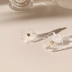 透明花朵耳環 第2張的照片