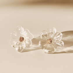 透明花朵耳環 第3張的照片