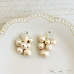 grape cotton pearl earring 第3張的照片