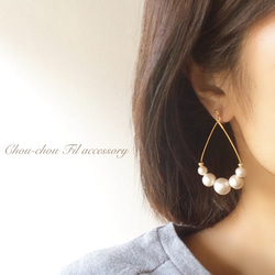 cotton pearl&drop hoop earring 2枚目の画像