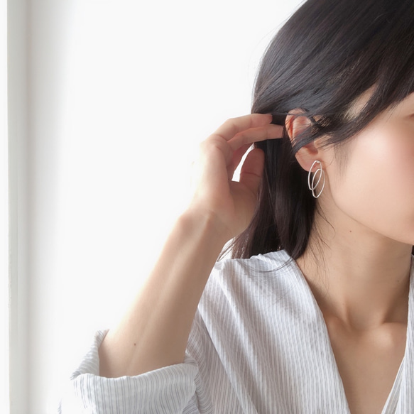 leaf overlap earring(ゴールドのみ) 7枚目の画像