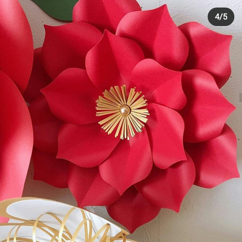お正月壁飾り・:*+.+ 『白金椿華』　壁掛けブーケ ペーパーフラワー 椿の花の壁飾りの作り方！画用紙で作る冬の12
