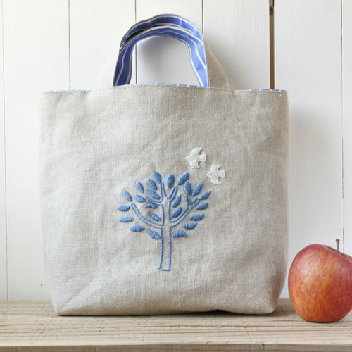 徳島藍染・藍染作家さん 手作り・刺繍付き藍染トートバッグ大小セット